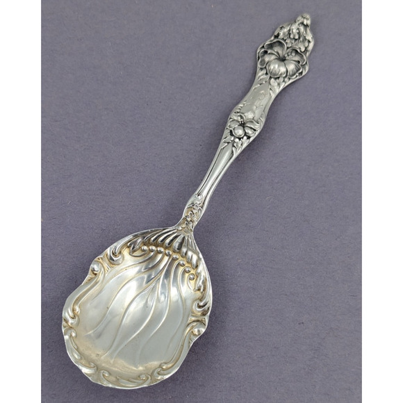 Antique Sterling Silver Sugar Shell Spoon Landers No 2 by Baker Manchester 5-3/8 - Picture 1 of 10